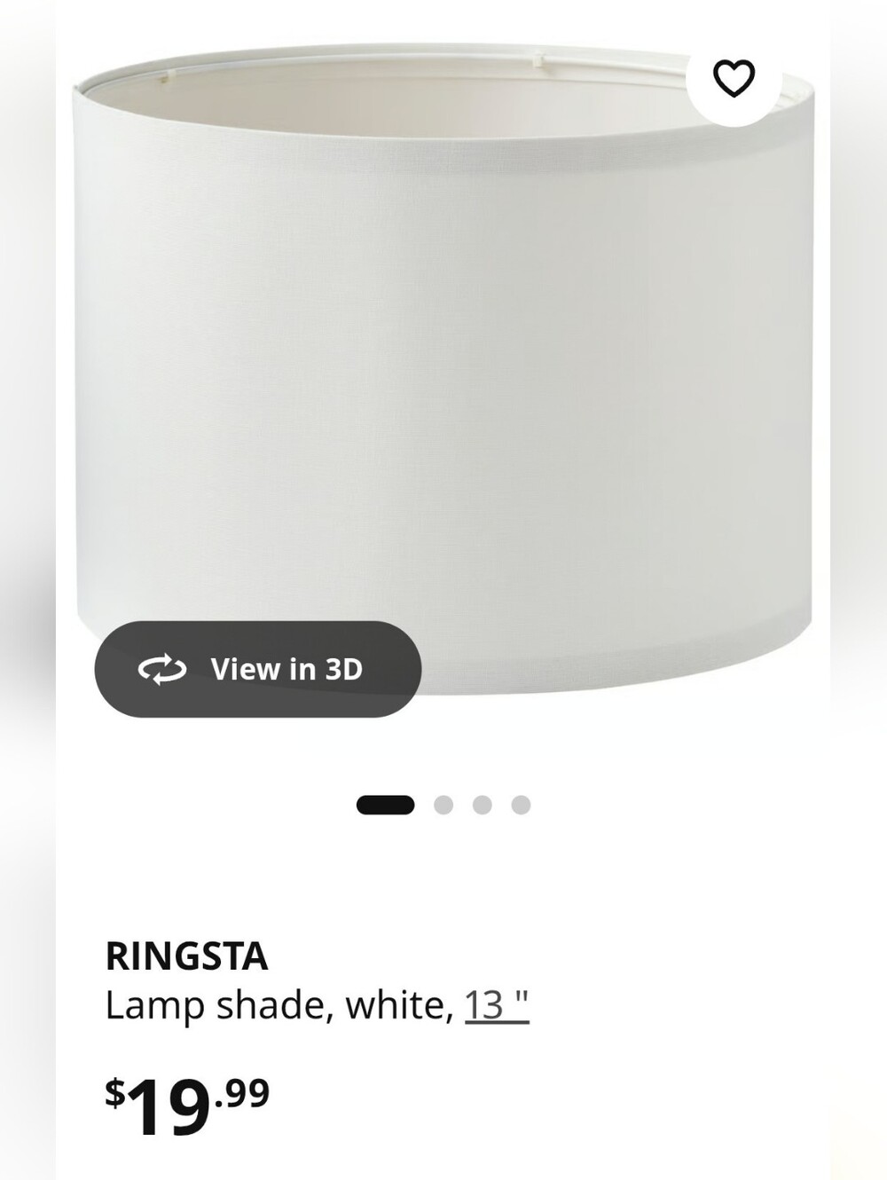 Pair Of Two RINGSTA 13" White Drum Lampshades IKEA NIB